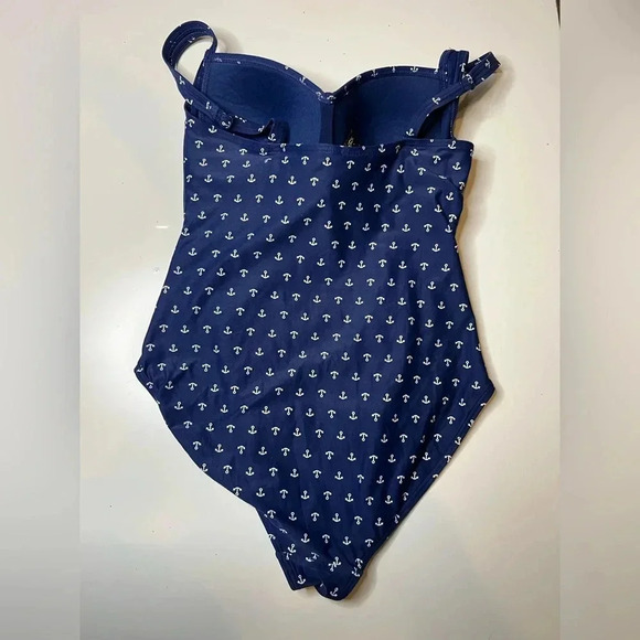 Nip Tuck Swim Multi Fit Cup Blue and White Nautical Anchor Design Womens Size 10 - Picture 2 of 5